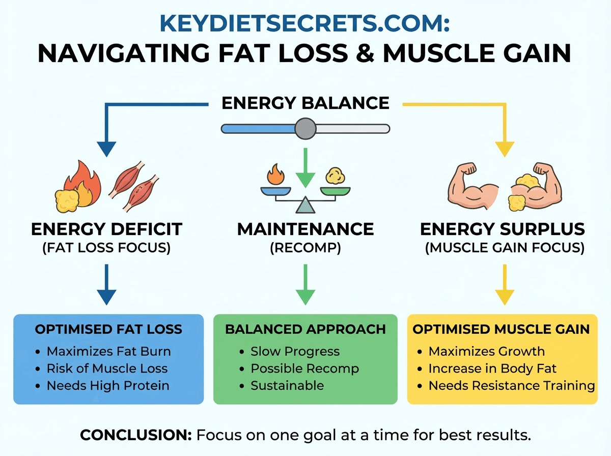 A chart explaining Fat Loss vs Muscle Gain